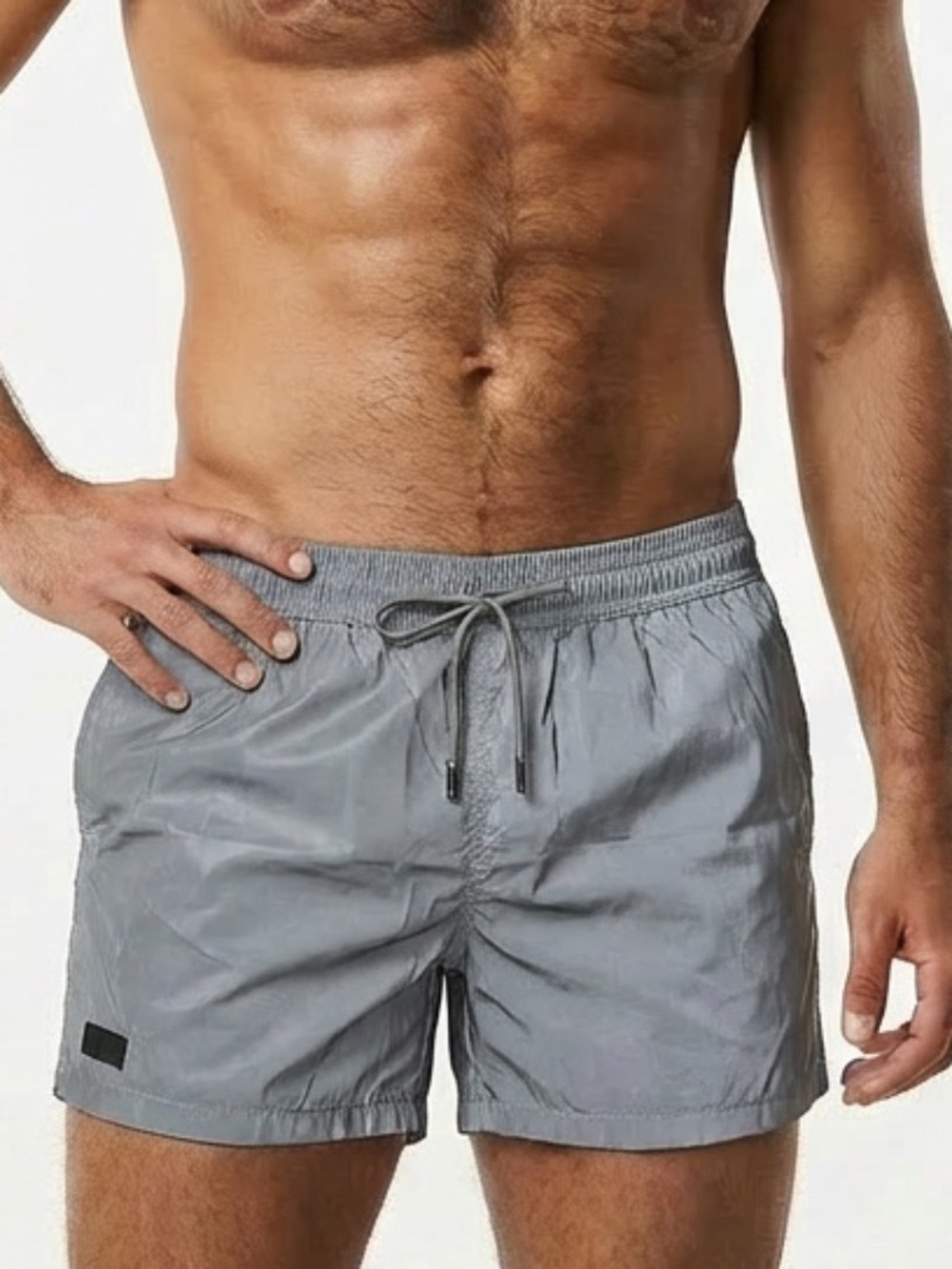 David Naman - Luxury Italian Designer - Men's Gray/Silver Swim Trunks (XL)